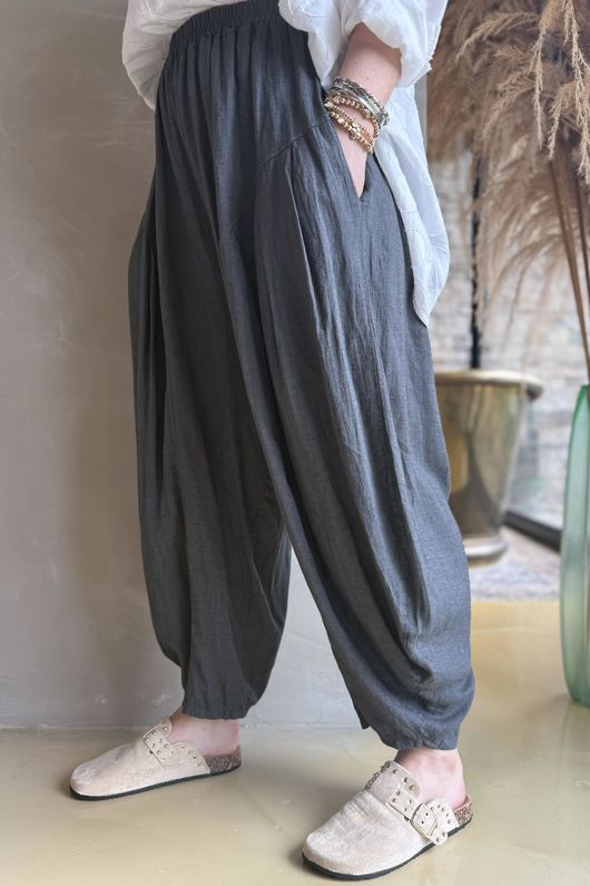 Noa Linen Blend Sia Barrel Trouser Charcoal /14 *